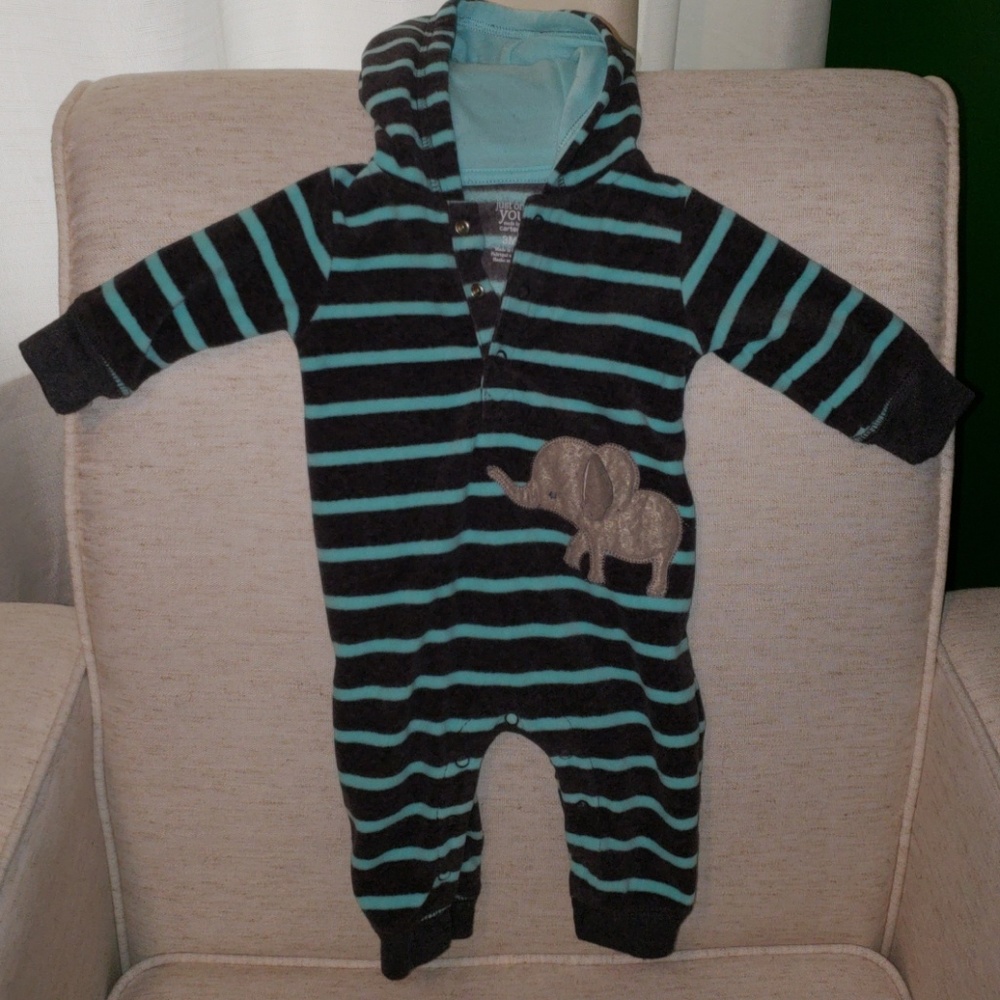 Fleece hooded elephant one piece